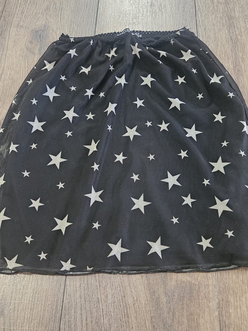 Black Star Print Mesh Skirt